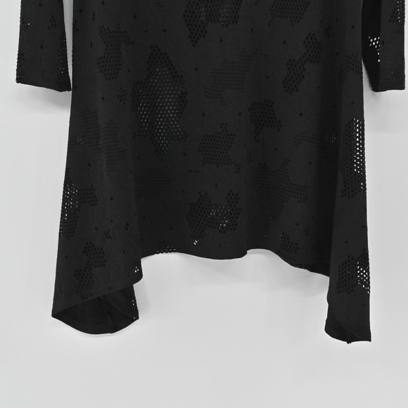 CLARA SUN WOO Womens Laser Floral Top Size XS Whimsigoth Lace Black Asymmetric - Picture 9 of 11